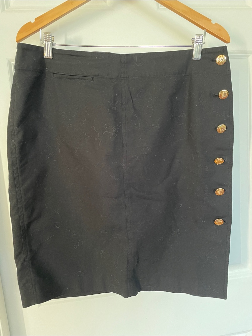 Lauren Ralph Lauren Pencil Skirt Size 12 Black Gold Button Up